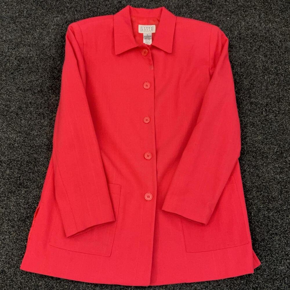 Laura Gayle Skirt Suit Womens 8 Red Woven Lined 2 Piece Jacket Skirt Career